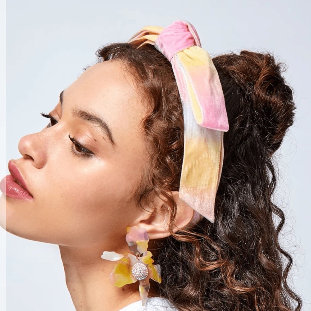 LELE SADOUGHI SHIRLEY NWT AUTHENTIC APRICOT OMBRÉ VELVET BOW HEADBAND - Picture 17 of 17